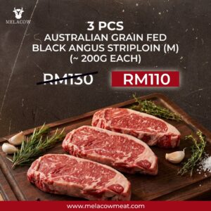 3X PCS AUSTRALIAN BLACK ANGUS STRIPLOIN