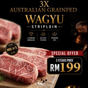 3X PCS OF AUSTRALIAN WAGYU STRIPLOIN MBS 4/5